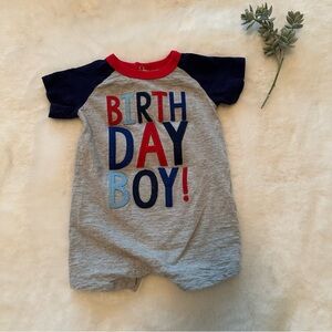 Mud Pie | EUC - Birthday Boy Appliqué Romper - Size 12/18 Months
